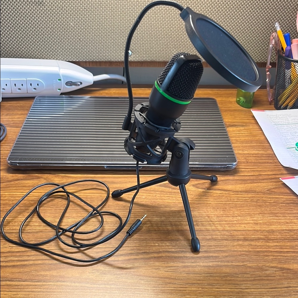 Black and Green USB Microphone with Stand